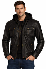 Herren Schwarze Lederjacke