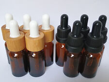5x/10x 10ml Pipette Flasche Braunglas ätherische Öle Kosmetik Fläschchen Bambus