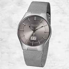 Regent Edelstahl Herren Uhr FR-215 Funkuhr Armband silber URFR215