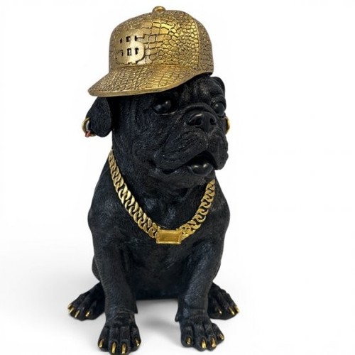 Hund mops mit cap - mütze, deko