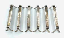6 Stück versilberte WMF Messerbänkchen Jugendstil Straussenmarke Rosen Muster