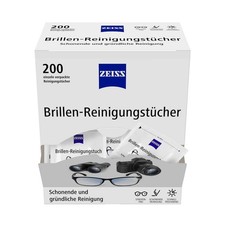 ZEISS Brillenreinigungstücher mit Alkohol zur Reinigung von Brillengläsern, 200x