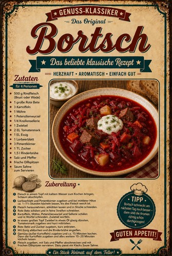 Retro blechschild bortsch - retro,
