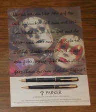 Seltene Werbung PARKER SONNET LAQUE Schwarz Füllhalter & Kugelschreiber 1993