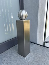 Edelstahl Säule V2A Säule 50cm mit 100mm Edelstahlkugel Garten Deko Handarbeit