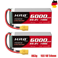 2pcs HRB 22.2V 6000mAh 6S Lipo Battery XT90 for RC Helicopter Airplane