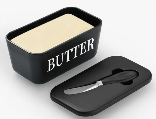 Elegante butterdose mit messer - elegante,