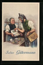 Künstler-AK Curt Liebich: Reklame für Nähseide aus dem Hause Gütermann, Frau in 
