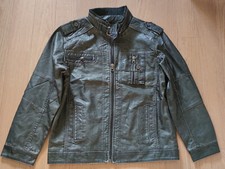  Herren Lederjacke PU ,Schwarz, Kunstleder Biker, Retro Style neu 