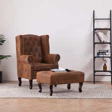 Entspannungsstuhl Sessel Sofa Chesterfield-Sessel und Fußhocker Wildleder-Optik