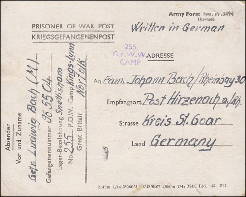 Kriegsgefangenenpost karte - kriegsgefangenenpost,