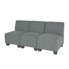 B-Ware Modular 3-Sitzer Sofa Couch Lyon, Stoff/Textil, grau, ohne Armlehnen