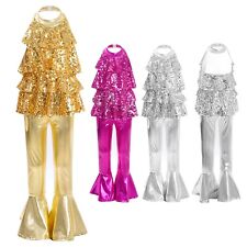 Kinder Mädchen Trikot Mit Hose Rüschen Bodysuit Und Leggings Metallic Strampler