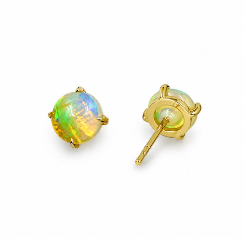 Runde feueropal ohrstecker - feueropal,