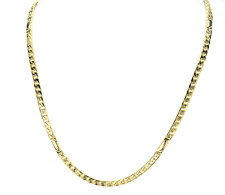  Kette Panzerkette mit Zwischenteilen tricolor 585 Gold 45cm Halskette 23g NEU 