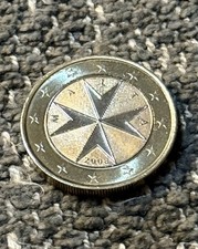 1 Euro Münze Malta 2008 mit "F" im Stern selten rar Sammlerstück Umlaufmünze