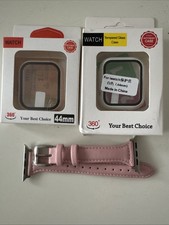 Apple Watch Glass+cover Screen Protector, Accessoires  2 Stk.+ rosa Uhrenarmband