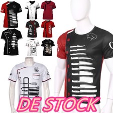 DE-Damen Herren Kurzarm Kontrast Farbe Kochjacke Bäcker Kochbekleidung Kochhemd