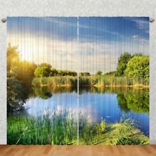 Foto Vorhang Gardine mit verdeckter Schlaufe oder Kräuselband, Abendsonne am Flu
