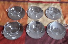 6-tlg Glastassen-Set Tee Gläser Cappuccino Kaffee Becher mit metal Untertassen