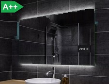 Spiegel 120x80 cm Badspiegel mit LED-Beleuchtung oben/unten Digitaluhr Kaltweiß