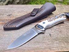 Joker Messer CORZO Jagdmesser 4116 Stahl Hirschhorngriff und Lederscheide