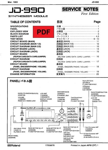 Roland 990 service manual - roland, jd-990