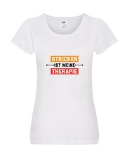Stricken ist meine Therapie | Stricknadel Damen Shirt Weiß