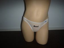 Malibu Strings Bikini String sexy Halloween Boo! weiß transparent Gr. L Neu