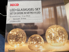 Glaskugel Set bernsteinfarben ohne die LED Kette 3 Kugeln 3 Größen indoor wieneu