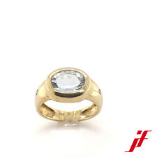 Ring  in 585/- Gelbgold - 1 Blautopas und 2 Diamanten 0,04 ct.T