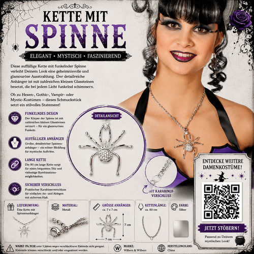 Kette spinne silber strass - kette,
