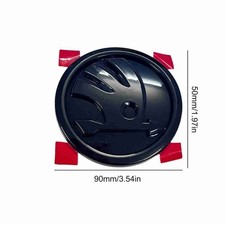 2 Stück 90mm + 90mm Emblem Vorne / Hinten Schwarz Logo Für Skoda 32D853621A NEU