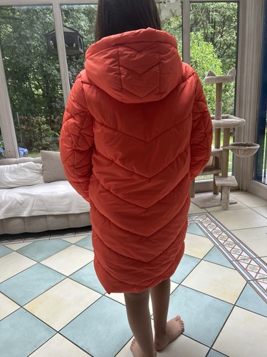 Damen steppmantel lang orange - damen,