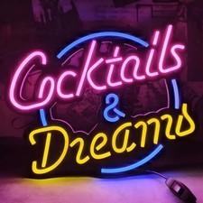 Neon LED Schild Cocktails n Dreams Licht Wand Deko Lampe Laden Beleuchtung BAR