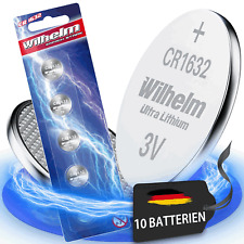 10 x CR1632 WILHELM Lithium Knopfzelle 3V 140 mAh ø16 x 3,2 mm Batterie DL1632