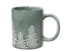 Steinguttasse 9,5cm Teetasse 310ml Weihnachtstasse Keramiktasse Kaffeetasse Grün
