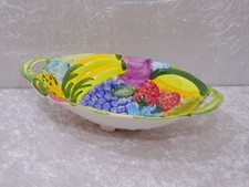 Keramik Design Obstschale Früchte-Dekor Landhaus-Stil - Vintage - 44 cm