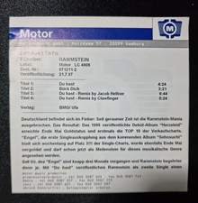 Rammstein - Du hast Single Promo Sheet Motor Original RAR 1997