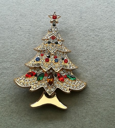 Weihnachtsbaum brosche gold - weihnachtsbaum,