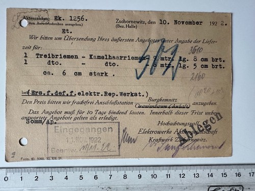Mitteilung 1922 kraftwerk - 1922,