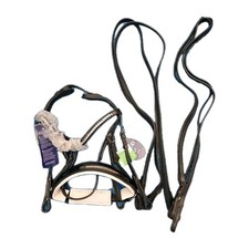 Dressurkandare für COB/ Vb Mit 2 ZÜGELN, Lack, Glitzer Schwarz, Bombiert