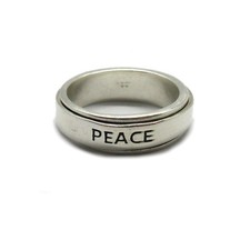 Handgefertigter 925er Silber Spinnerring – PEACE Gravur, 8mm breit, Nickelfrei