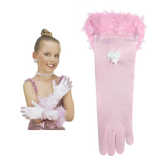 Rosa feder handschuhe mädchen - rosa,