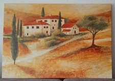 Großes Toskana Bild, Druck auf Leinwand in Ölfarbenoptik für Holzrahmung