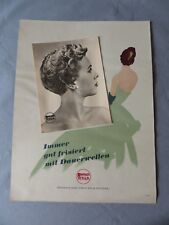 Alte WELLA-Werbung von 1953  Immer gut frisiert mit Dauerwellen   Plakat  50er