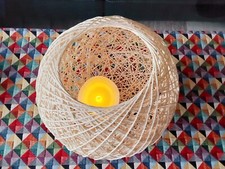 Lampenschirm Kugelschirm Kugel Leuchte geflochten Rattan Korbgeflecht creme