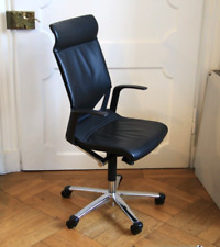 * Wilkhahn Modus Bürostuhl Chefsessel * Chrom Leder schwarz Rollen * Drehsessel