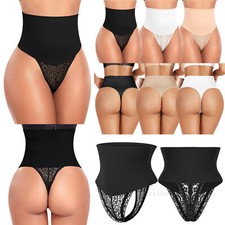 Frau High Waist Body Shaper Bauchkontrolle Schnürung-up String Tanga Shapewear