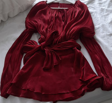 Damen Tunika Bluse Satin Rot